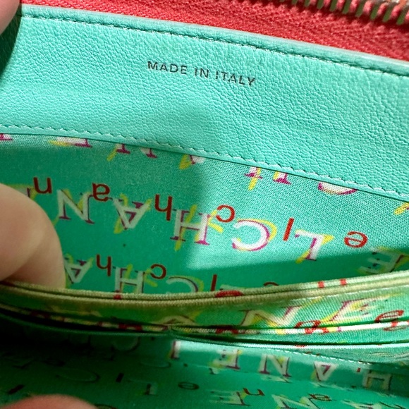 CHANEL ❤️🌟 PINK ZIPPY WALLET WITH GREEN MONOGRAM INTERIOR⭐️ - Picture 6 of 9